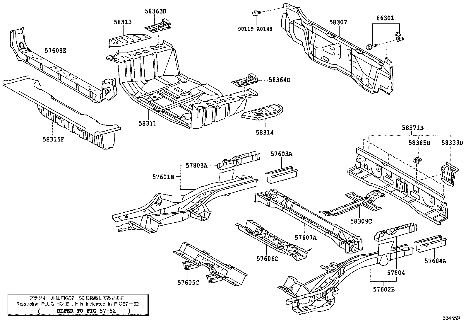 57605-0R010 MEMBER SUB-ASSY, REAR FLOOR CROSS product image