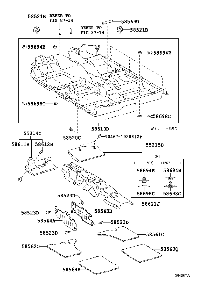 Toyota 58562-33090 SILENCER, FRONT FLOOR, NO.2