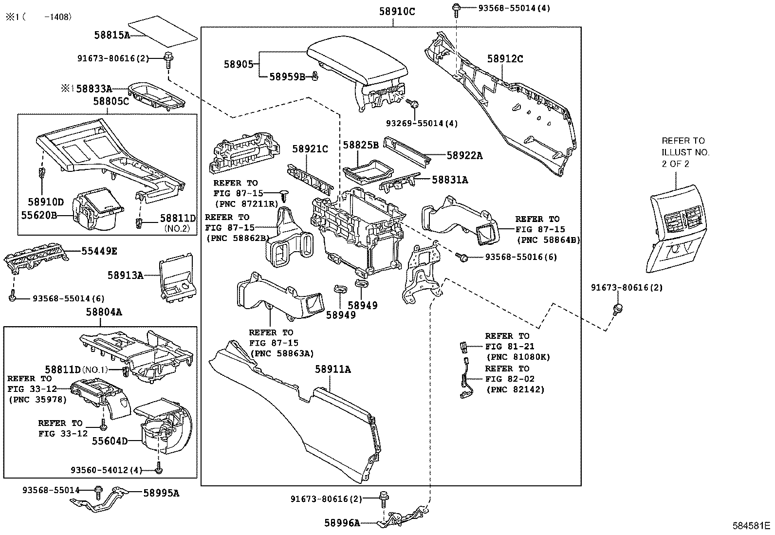 Toyota 58804-33860-L2 PANEL SUB-ASSY, CONSOLE, UPPER