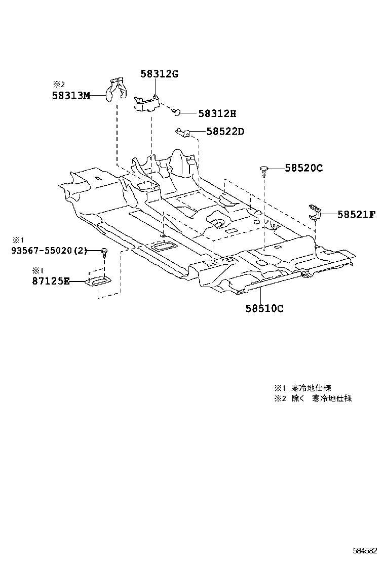 58607-52050 PAD SUB-ASSY, FRONT FLOOR SILENCER, REAR RH product image