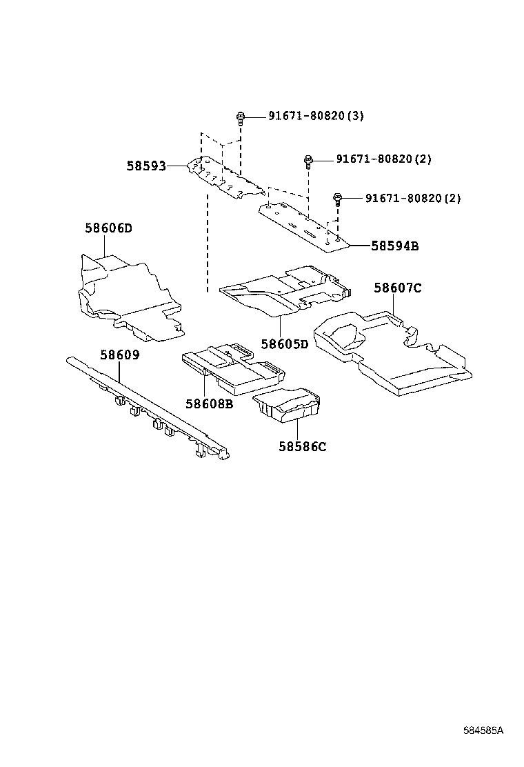 58607-52050 PAD SUB-ASSY, FRONT FLOOR SILENCER, REAR RH product image