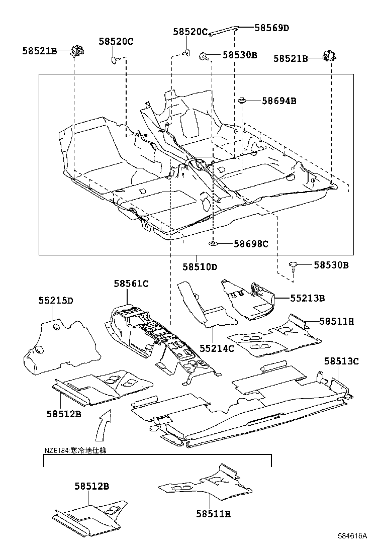 58561-12121 SILENCER, FRONT FLOOR, NO.1 product image