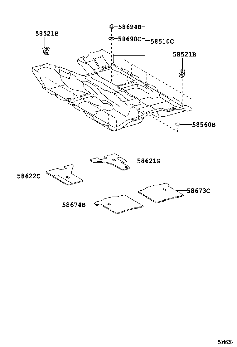 58521-22110 HOOK, FLOOR CARPET product image