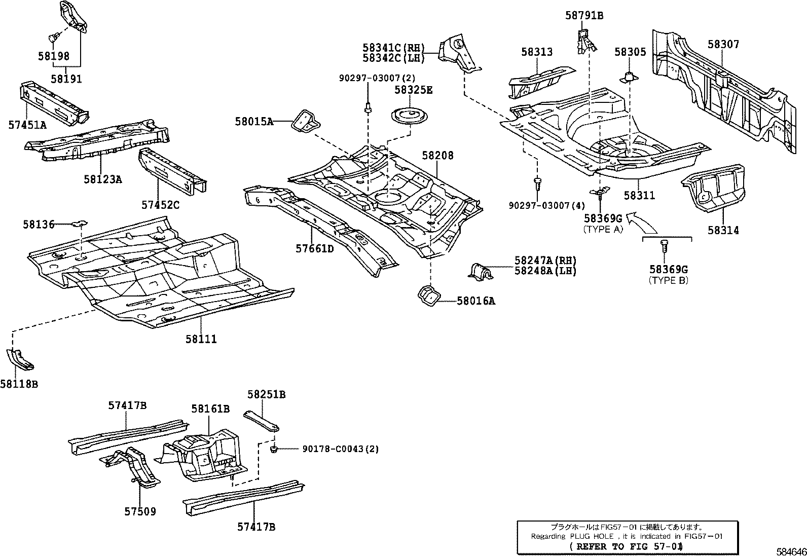 57509-12040 REINFORCEMENT SUB-ASSY, FRONT FLOOR, CENTER product image