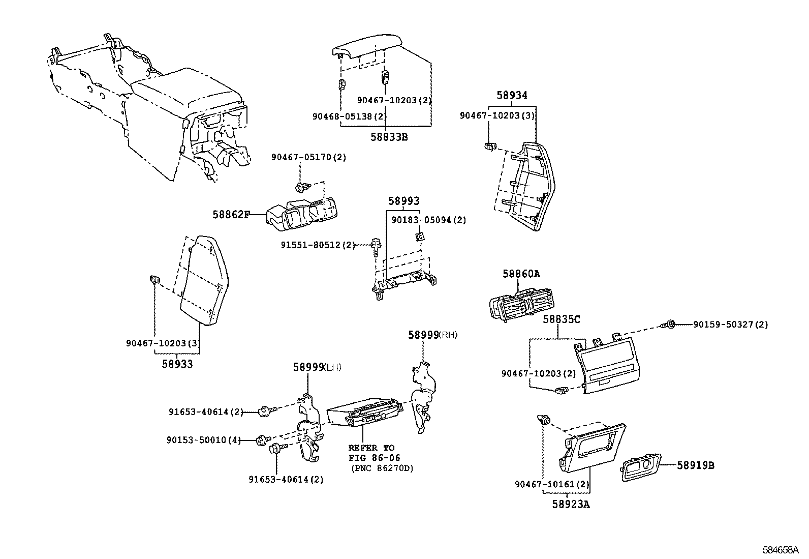 58910-50090-Q2 BOX ASSY, CONSOLE, REAR product image