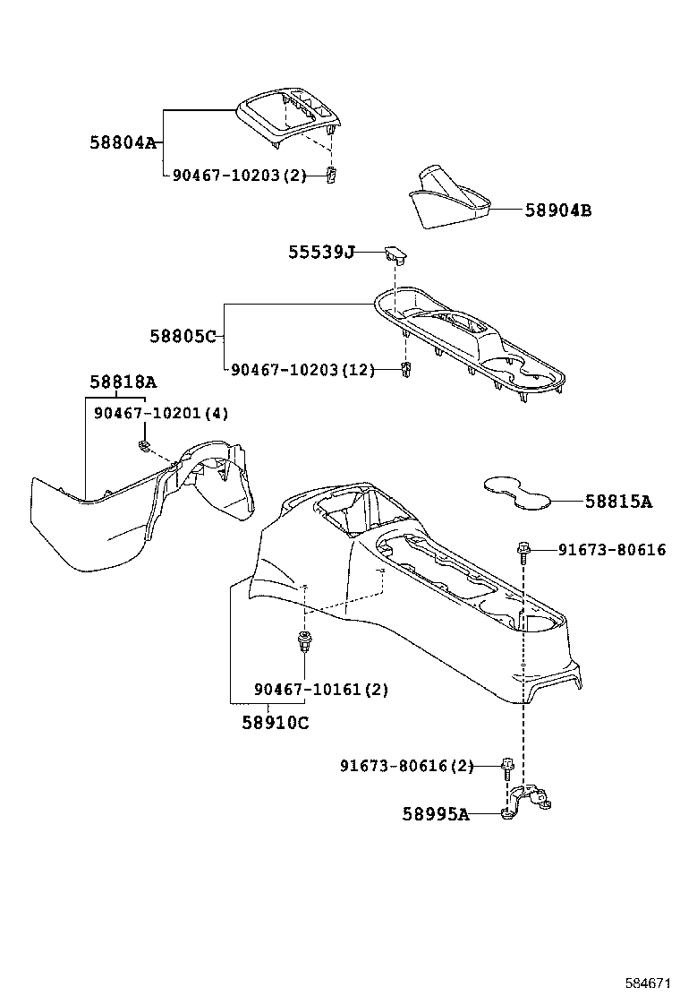 58802-74020-C0 COVER, CONSOLE BOX, FR product image