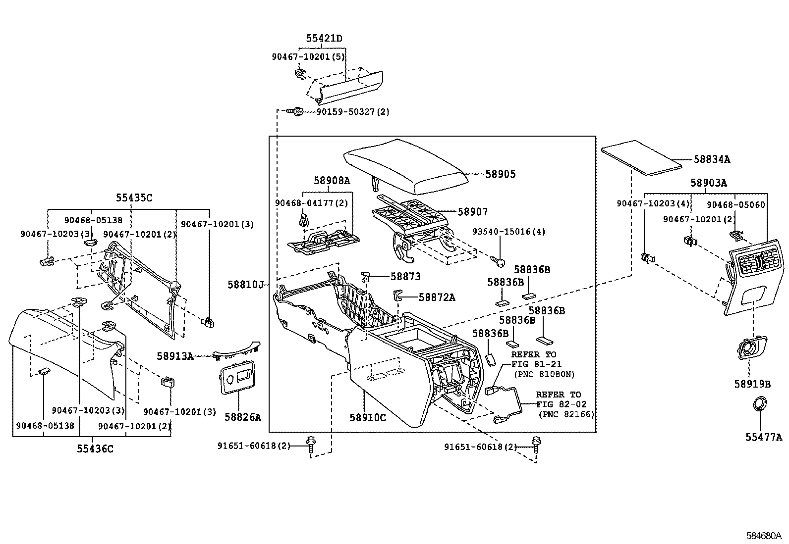 58910-50090-Q2 BOX ASSY, CONSOLE, REAR product image