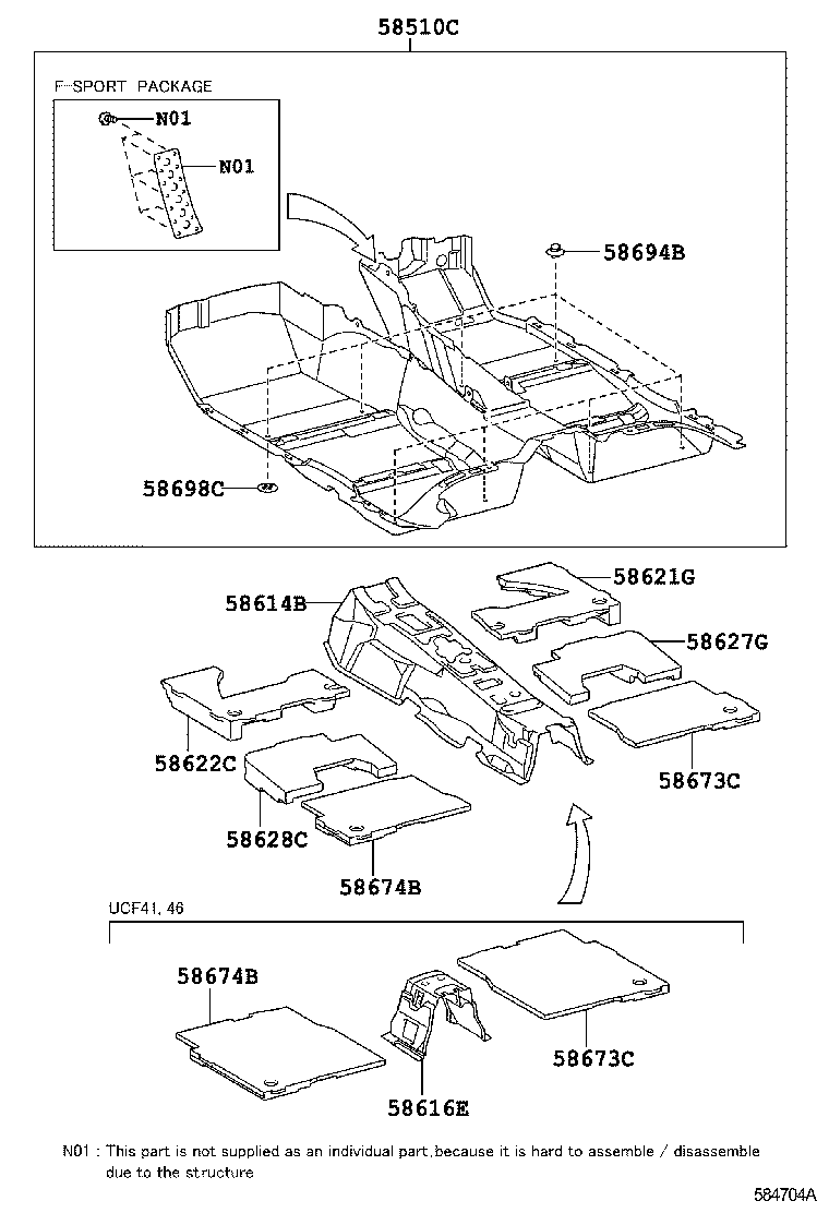 58673-50040 PAD, REAR FLOOR SILENCER, NO.1 product image