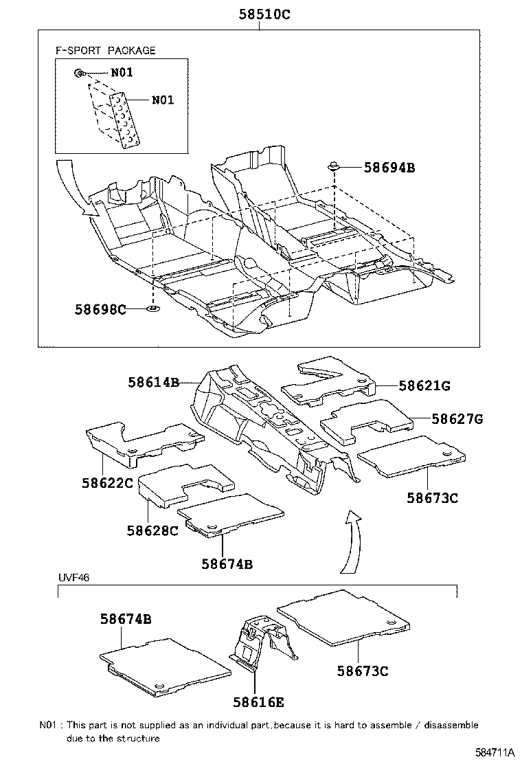 58510-50880-C2 CARPET ASSY, FRONT FLOOR, FRONT product image