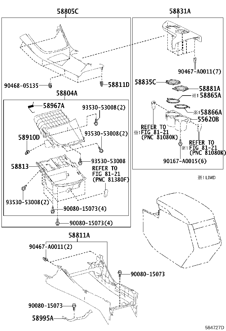 Toyota 58804-07121-C0 PANEL SUB-ASSY, CONSOLE, UPPER