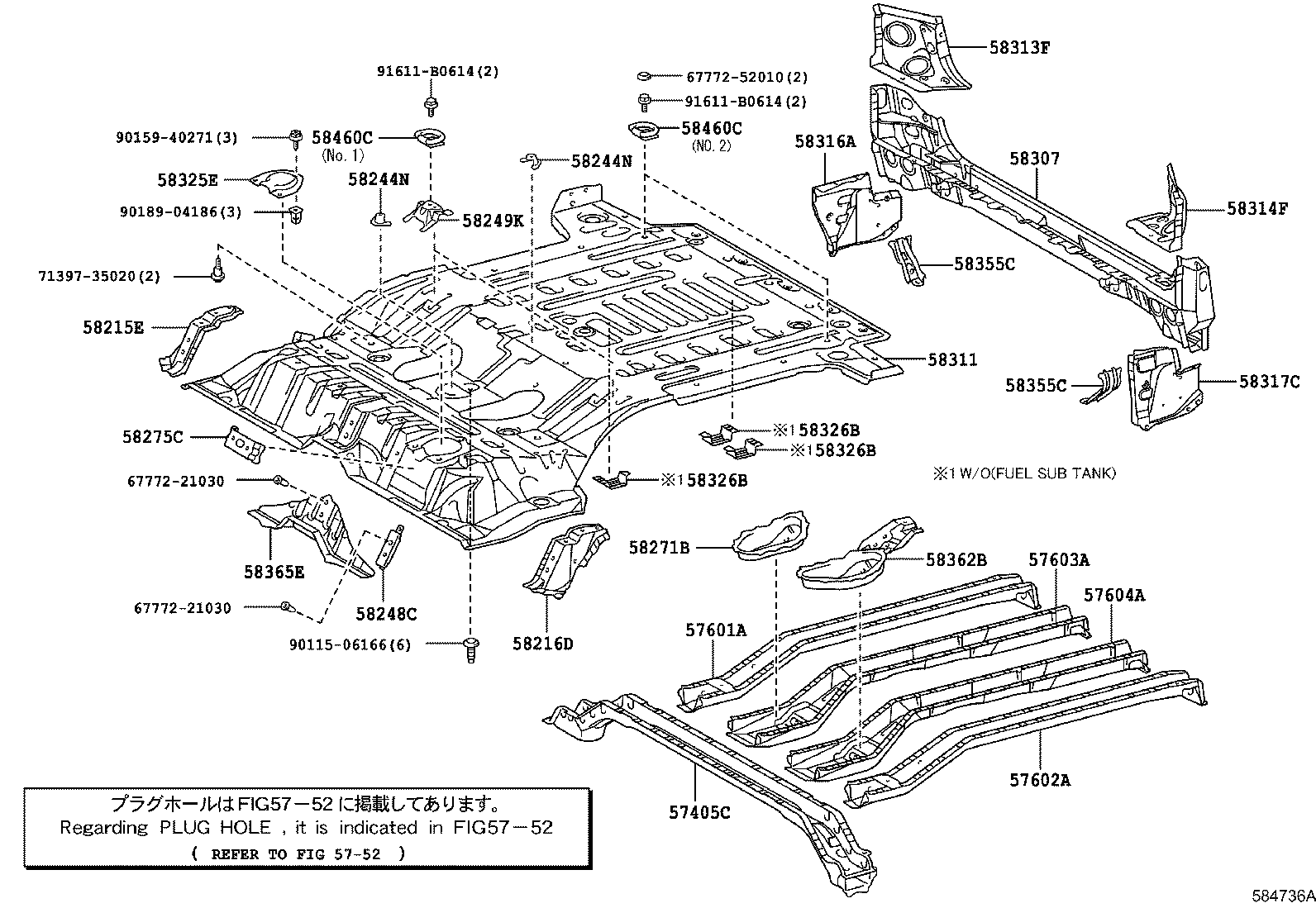 57604-35030 MEMBER SUB-ASSY, REAR FLOOR SIDE, REAR LH product image