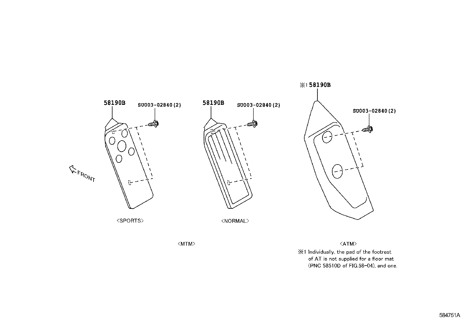 SU003-01002 REST ASSY, FRONT FLOOR FOOT product image
