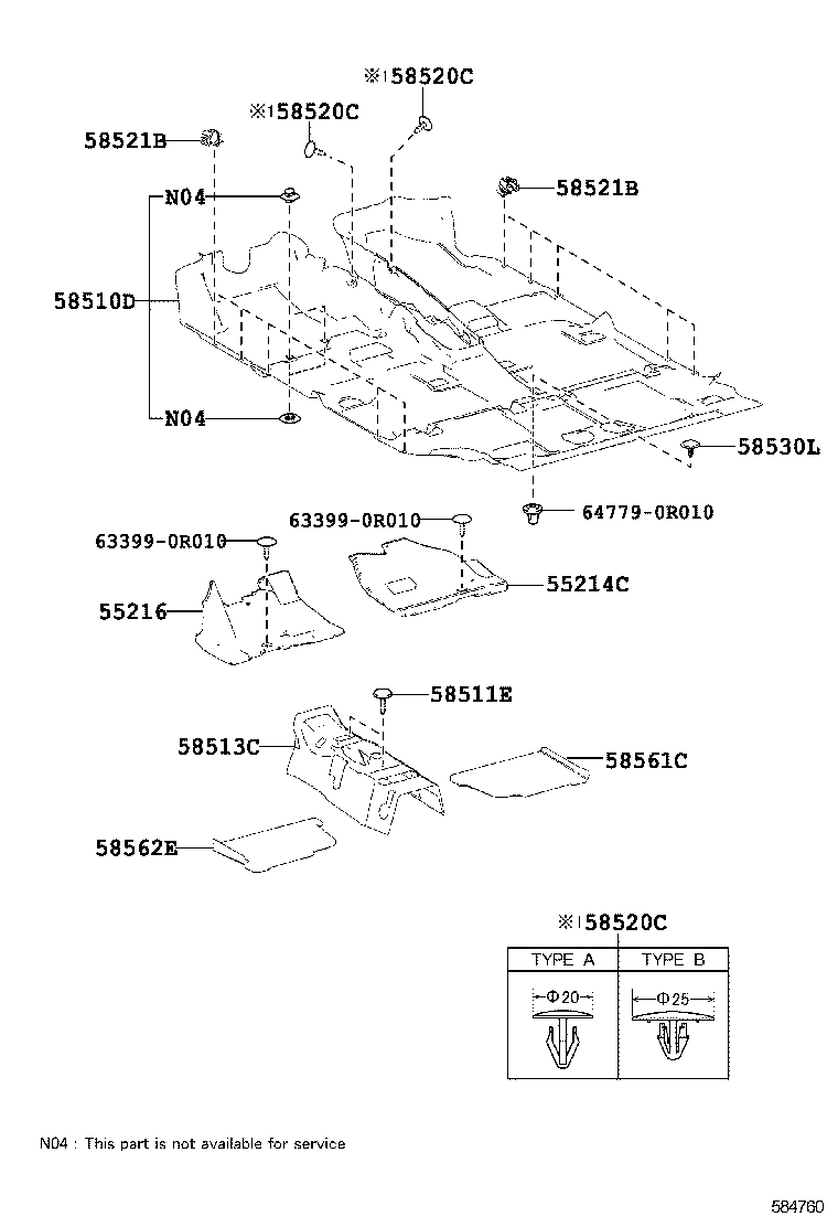 58513-0R030 MAT, FLOOR, FRONT CENTER product image