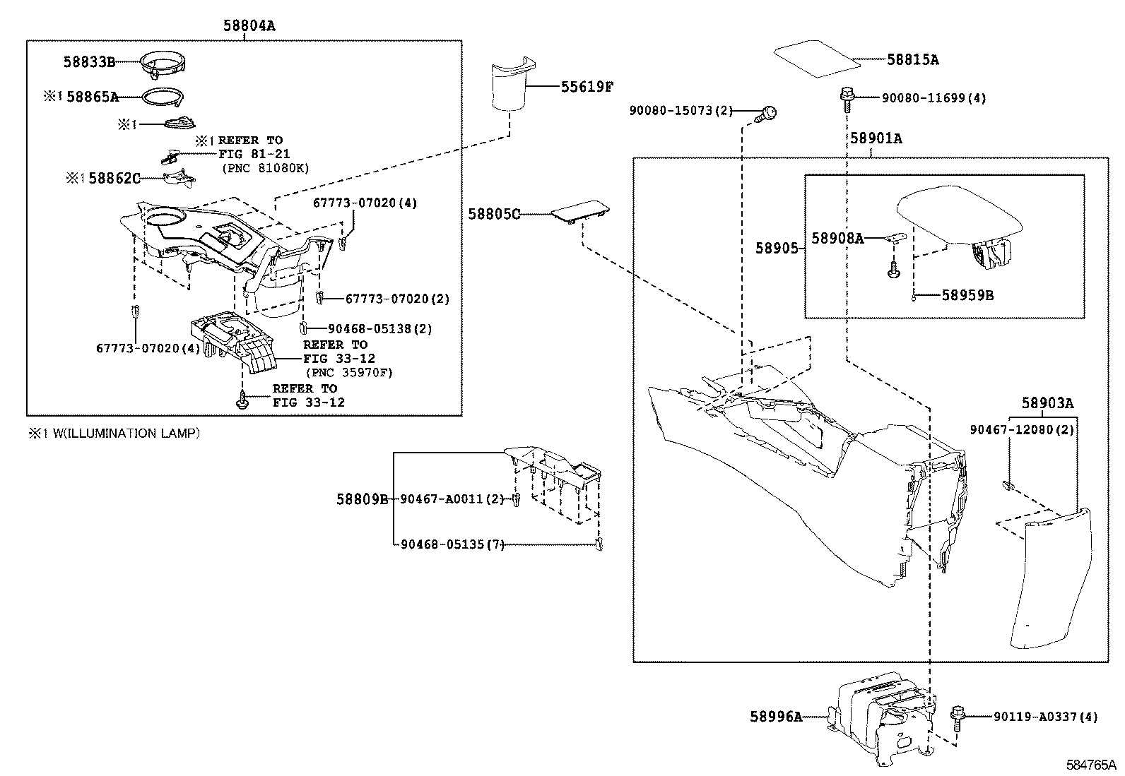 Toyota 58804-0R100-B2 PANEL SUB-ASSY, CONSOLE, UPPER