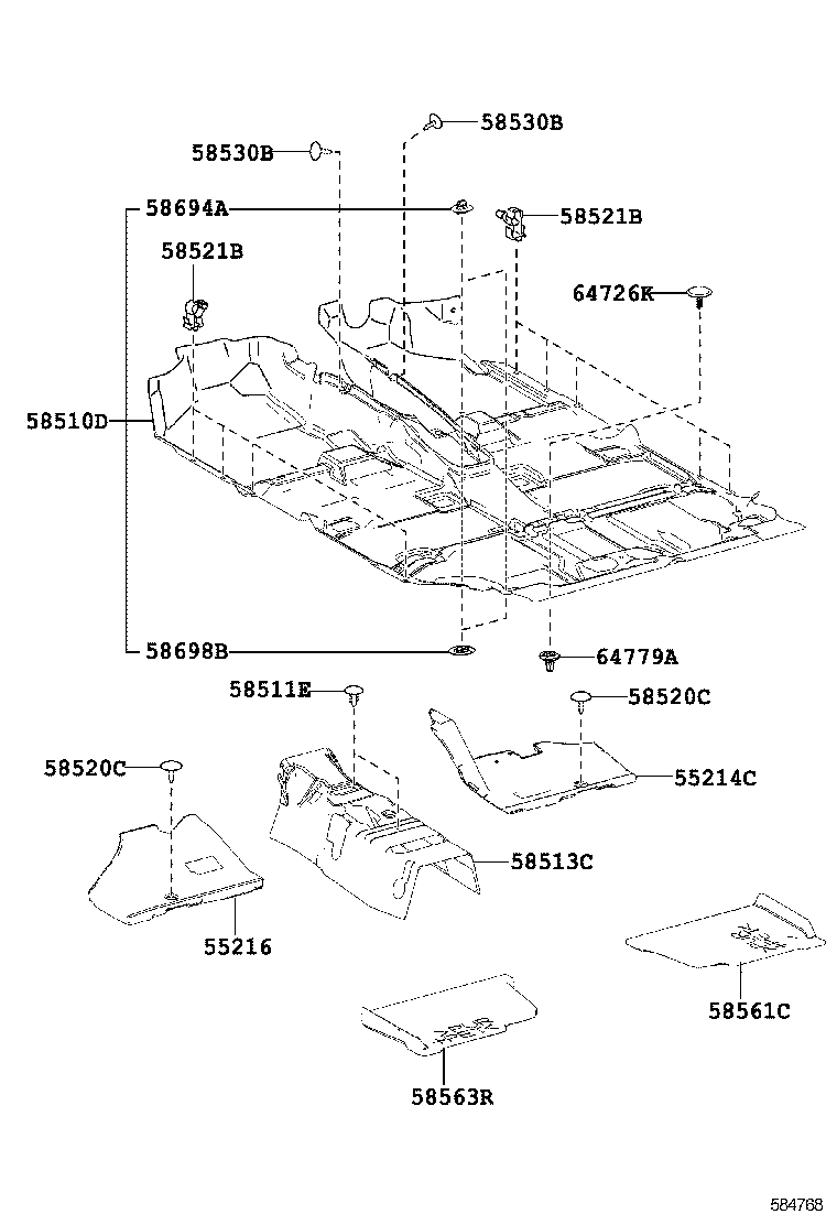 55216-42110 PAD, DASH PANEL INSULATOR, NO.4 product image