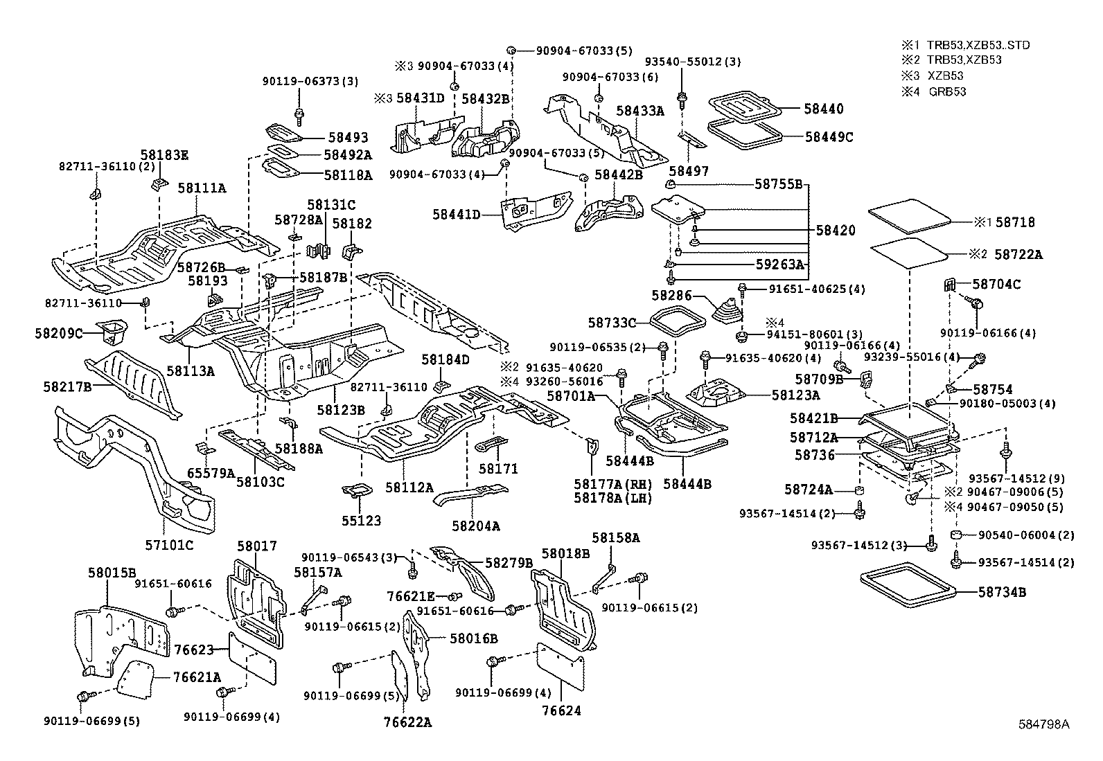 57101-0S030 CROSSMEMBER SUB-ASSY, FLOOR, NO.1 product image