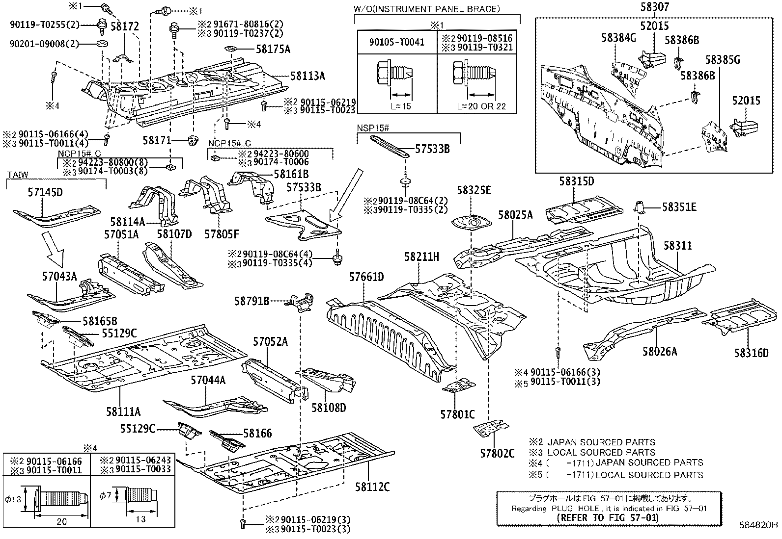 Toyota 57051-0D060 MEMBER SUB-ASSY, FRONT FLOOR CROSS, RH