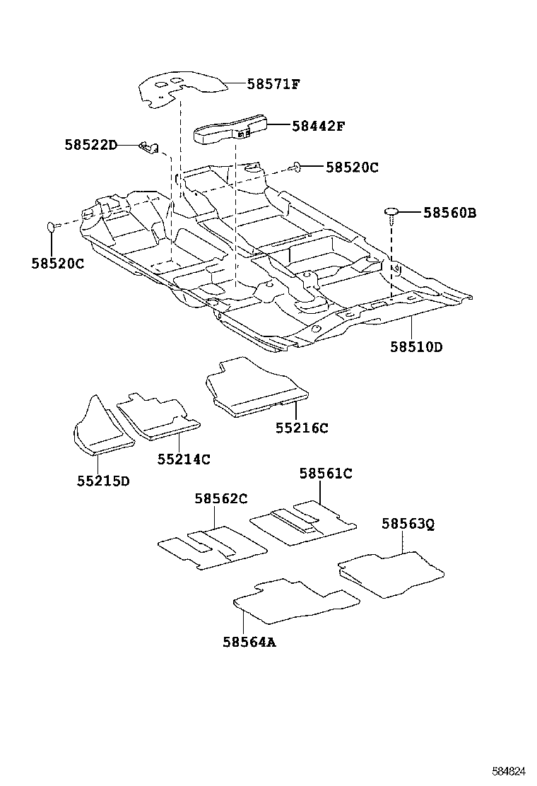 58571-0D040 PAD, FRONT FLOOR, FRONT product image