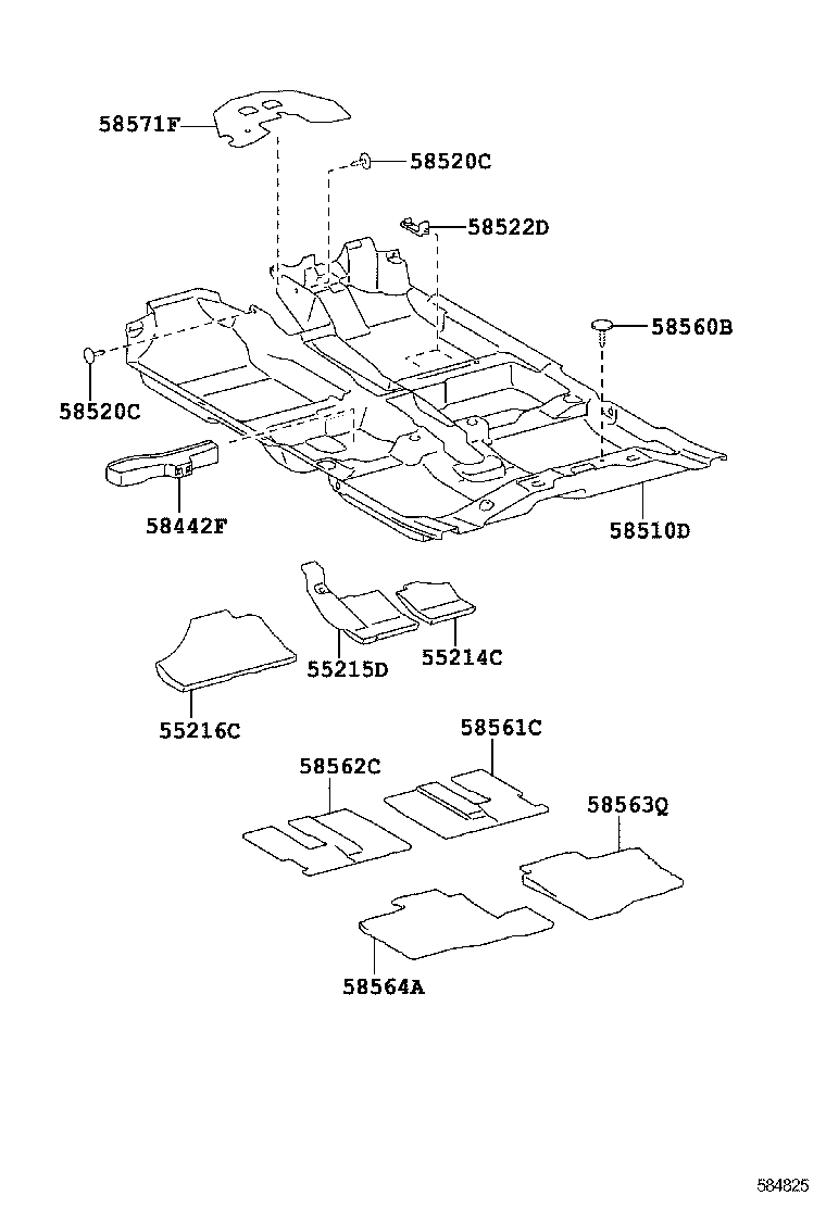58571-0D040 PAD, FRONT FLOOR, FRONT product image