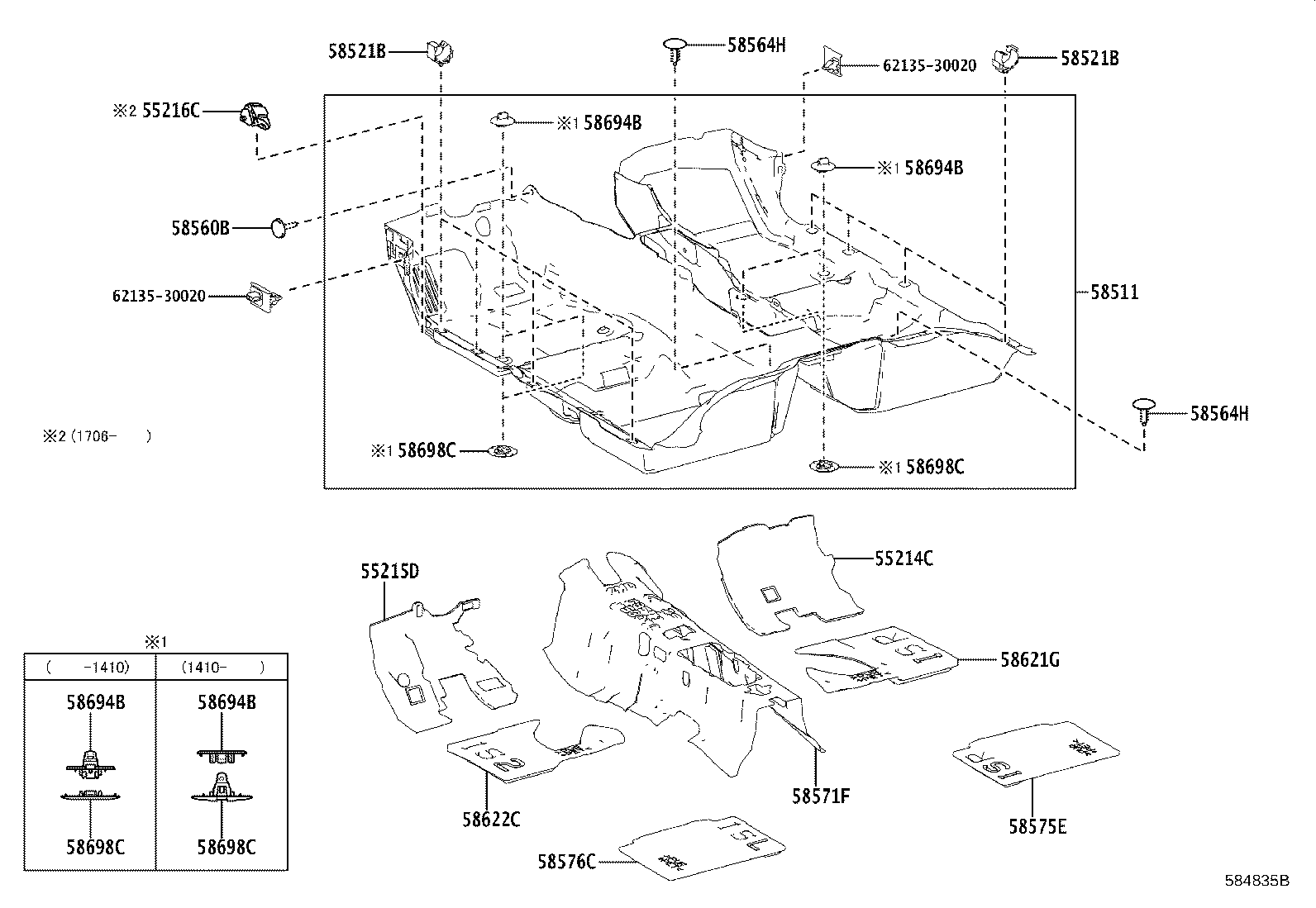 55214-53100 PAD, DASH PANEL INSULATOR, NO.2 product image