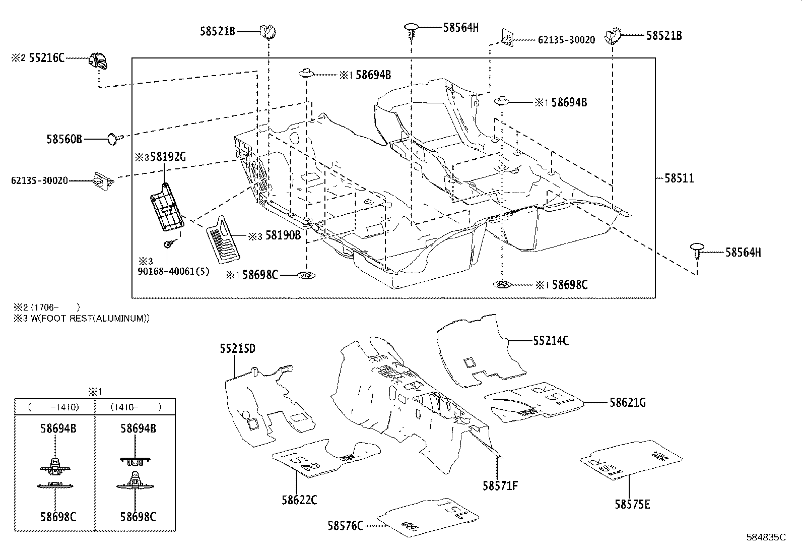 Toyota 58510-53570-C0 MAT, FLOOR, FRONT