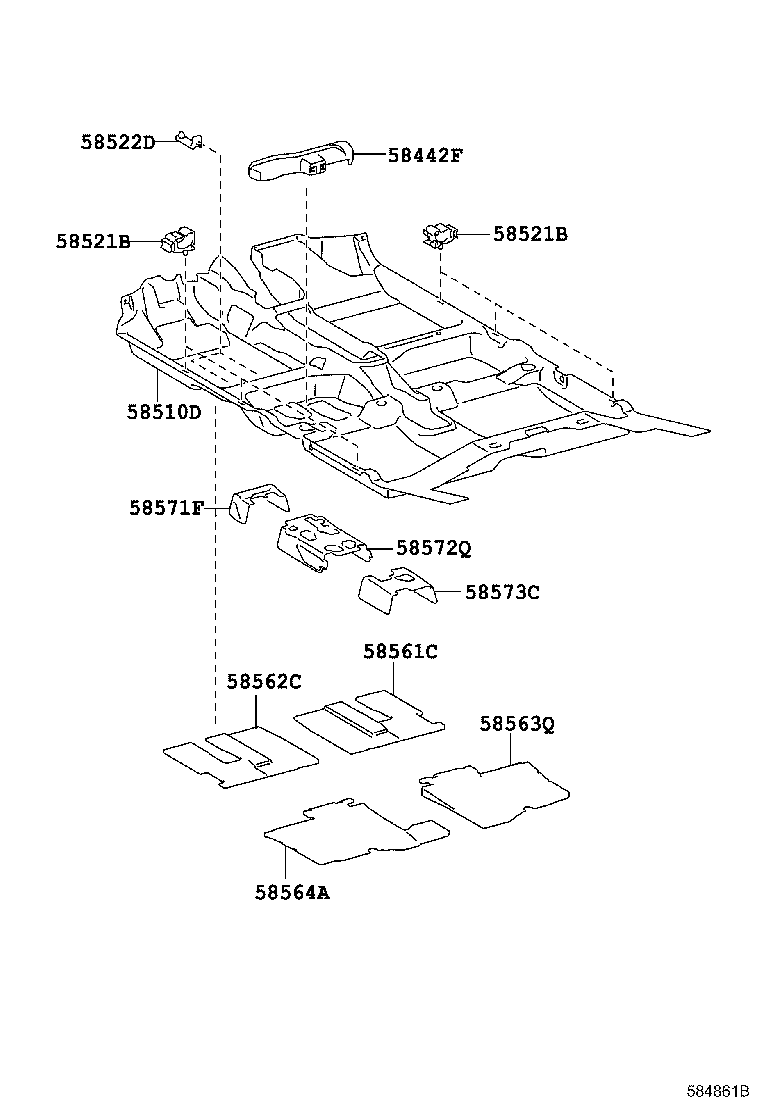 Toyota 58561-0D180 SILENCER, FRONT FLOOR, NO.1