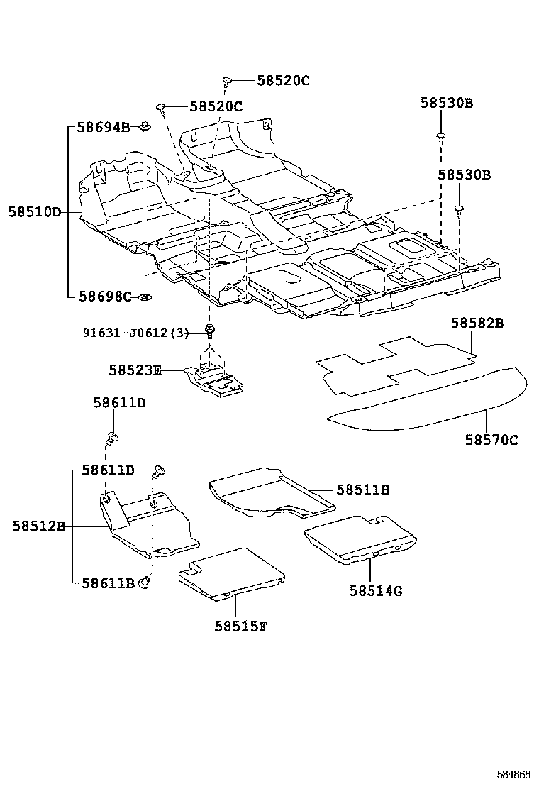 58571-0M030 CARPET ASSY, REAR FLOOR product image