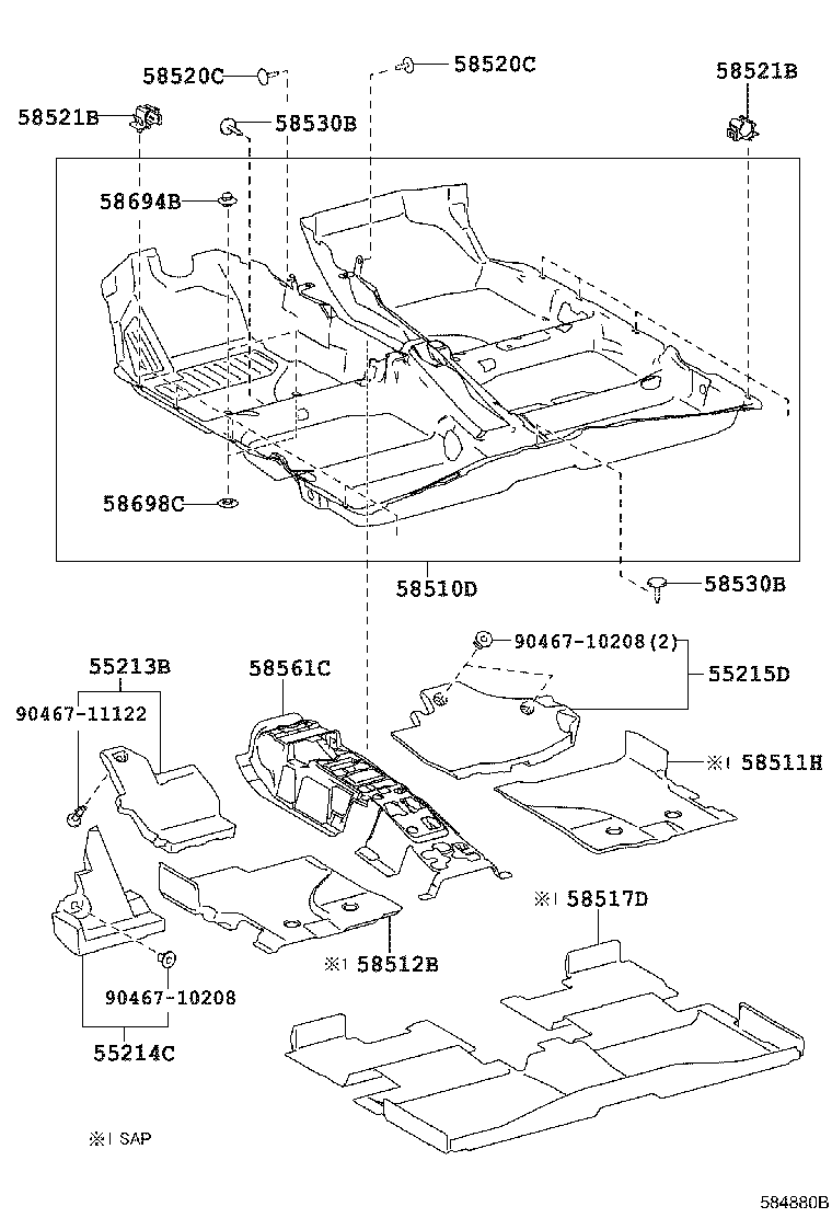58561-02300 SILENCER, FRONT FLOOR, NO.1 product image