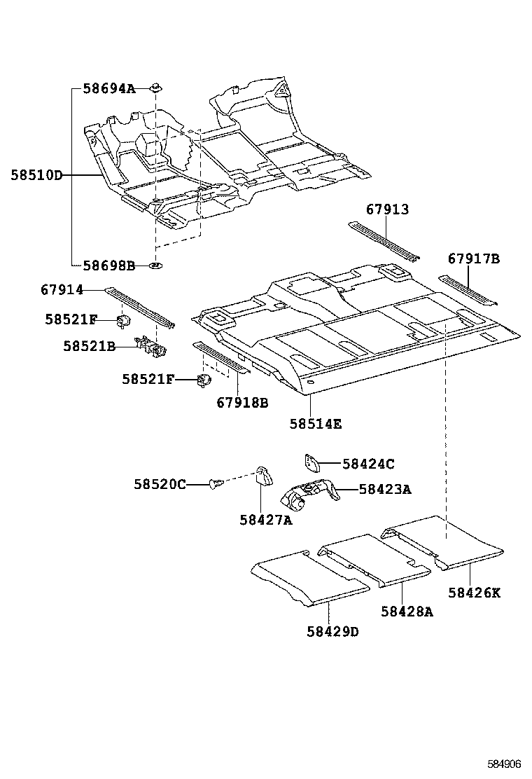 58607-0C010 PAD SUB-ASSY, FRONT FLOOR SILENCER, REAR RH product image