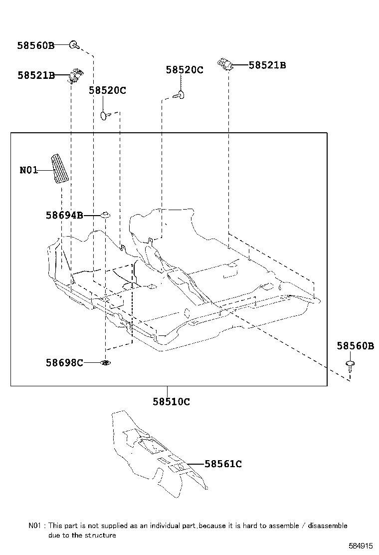 58561-02291 SILENCER, FRONT FLOOR, NO.1 product image