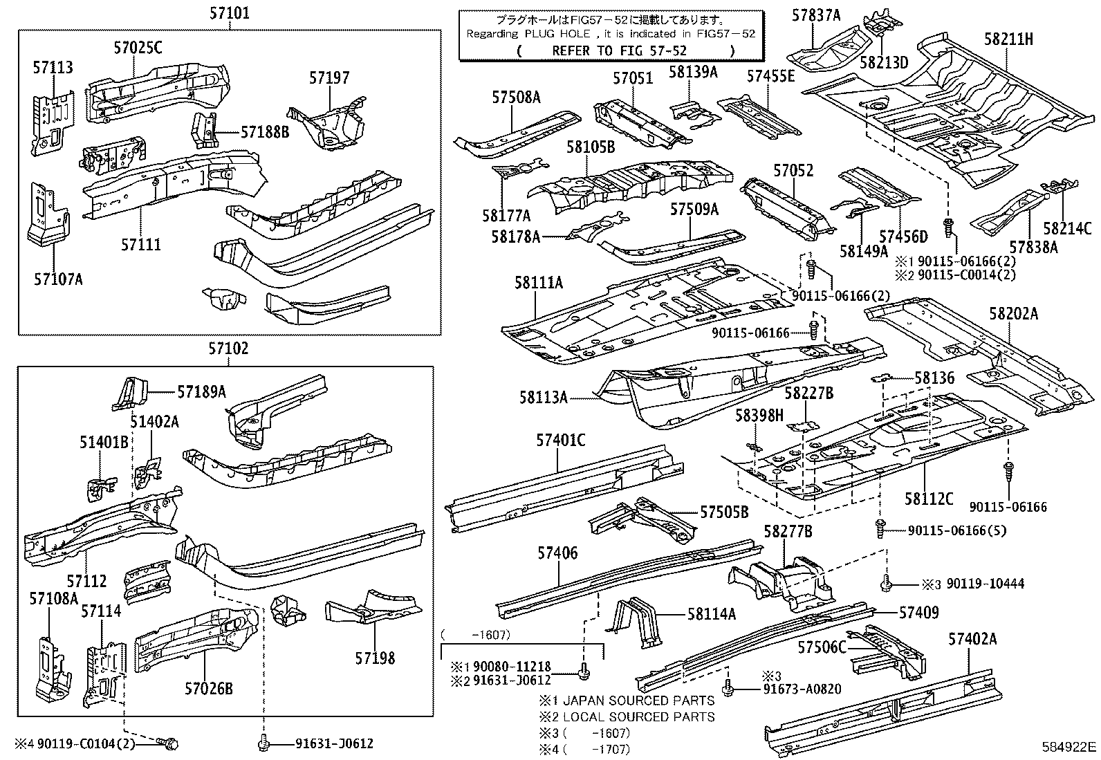 57406-0R021 MEMBER SUB-ASSY, MAIN FLOOR SIDE, RH product image