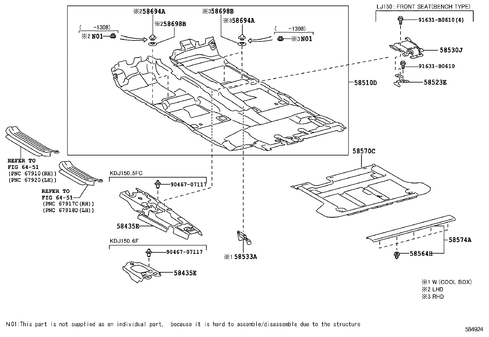 58523-60010 BRACKET, FLOOR CARPET SET product image