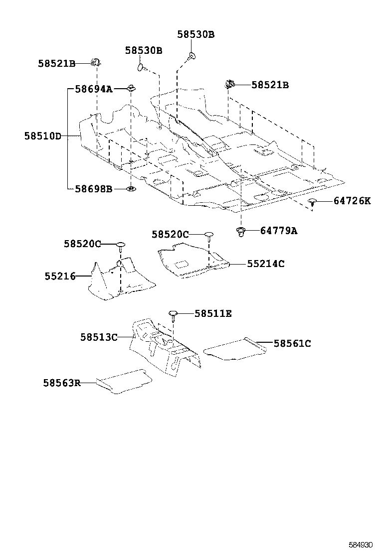 55214-0R040 PAD, DASH PANEL INSULATOR, NO.2 product image