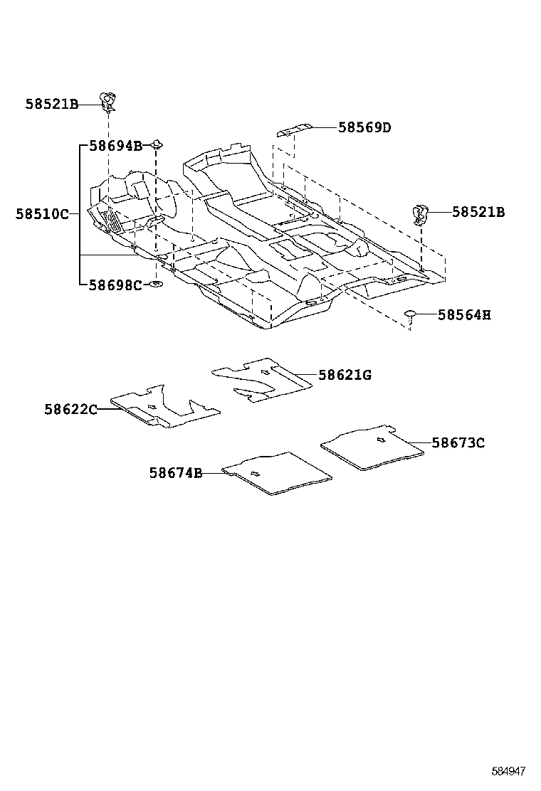 58521-0P020 HOOK, FLOOR CARPET product image