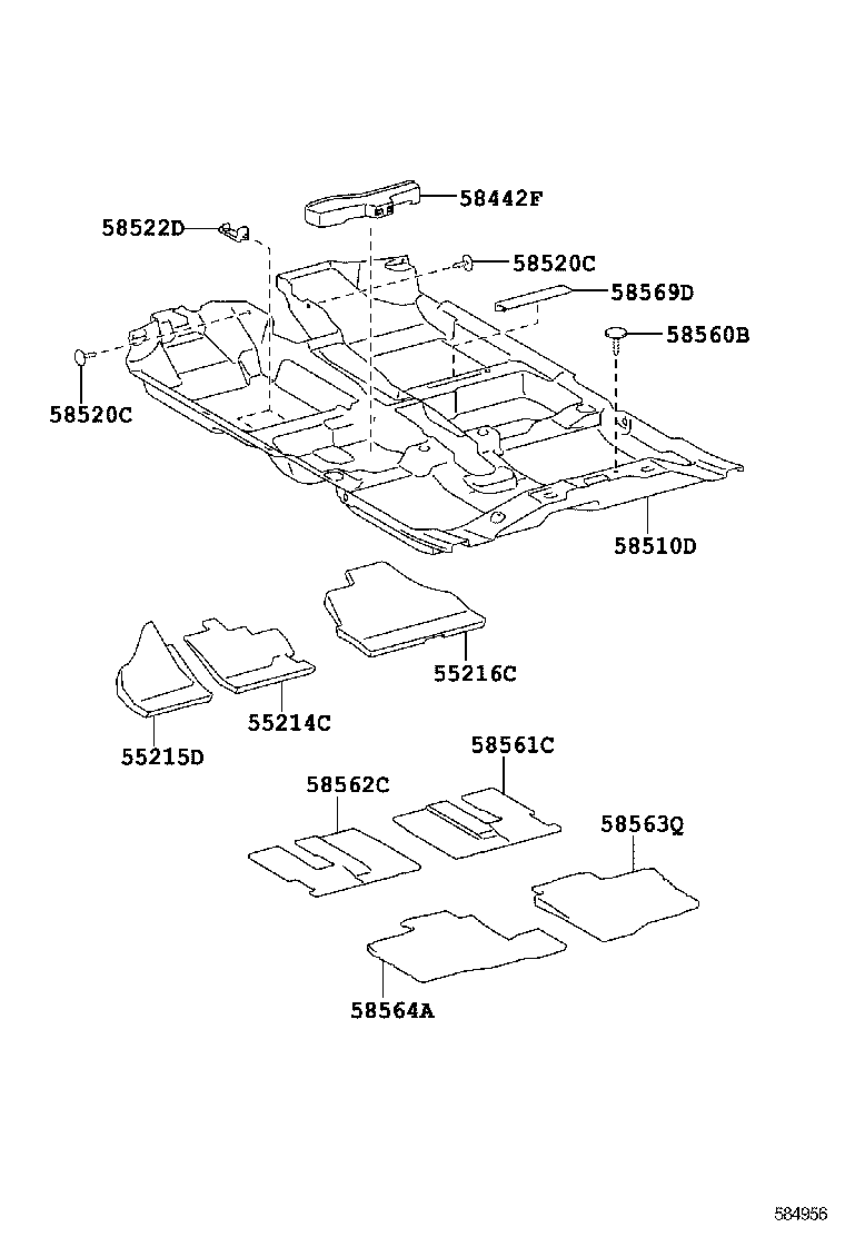 55216-0D040 PAD, DASH PANEL INSULATOR, NO.4 product image