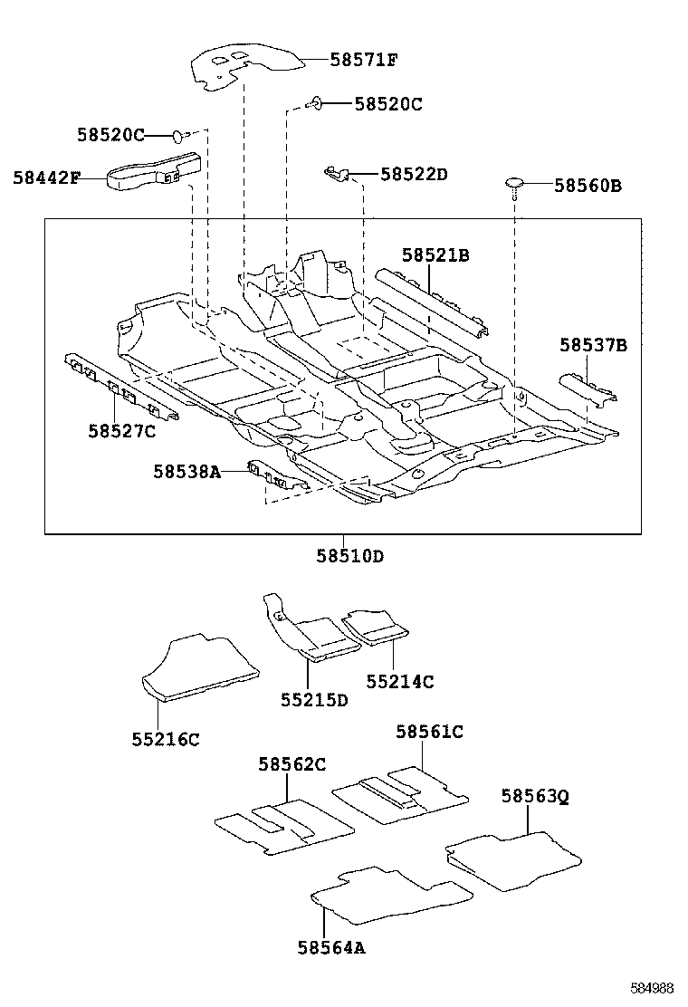 58571-0D040 PAD, FRONT FLOOR, FRONT product image