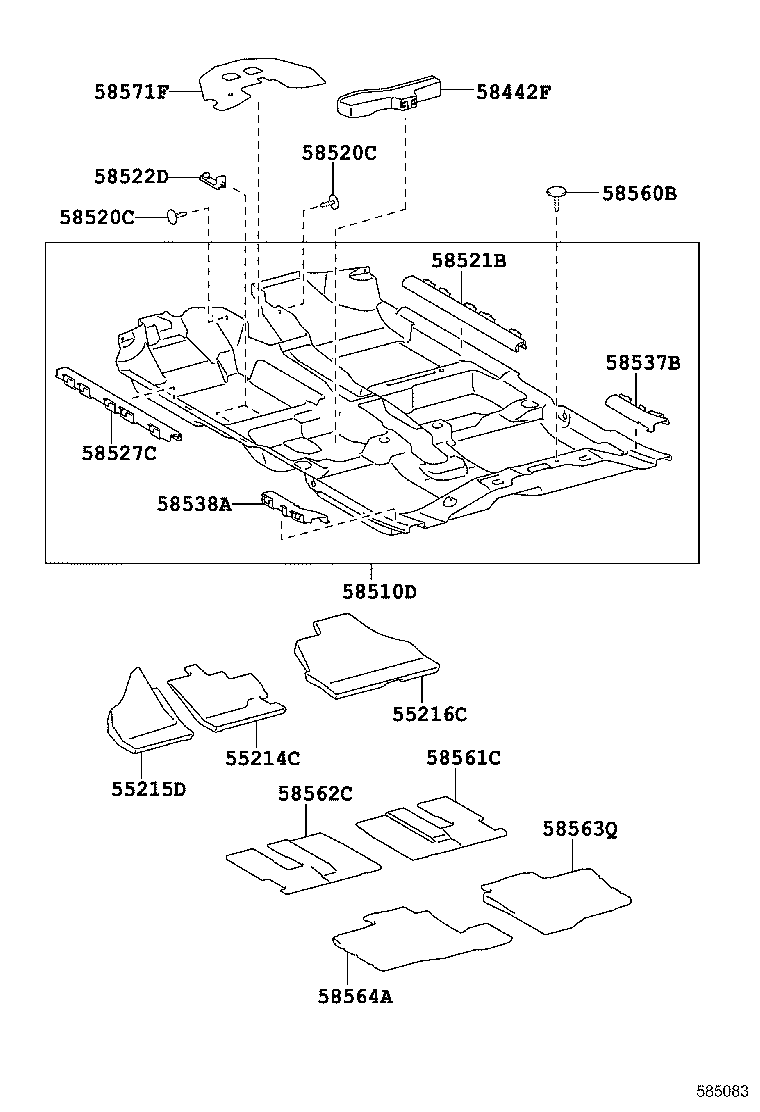 58571-0D080 PAD, FRONT FLOOR, FRONT product image
