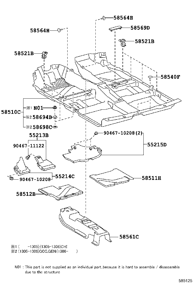 58561-21030 SILENCER, FRONT FLOOR, NO.1 product image