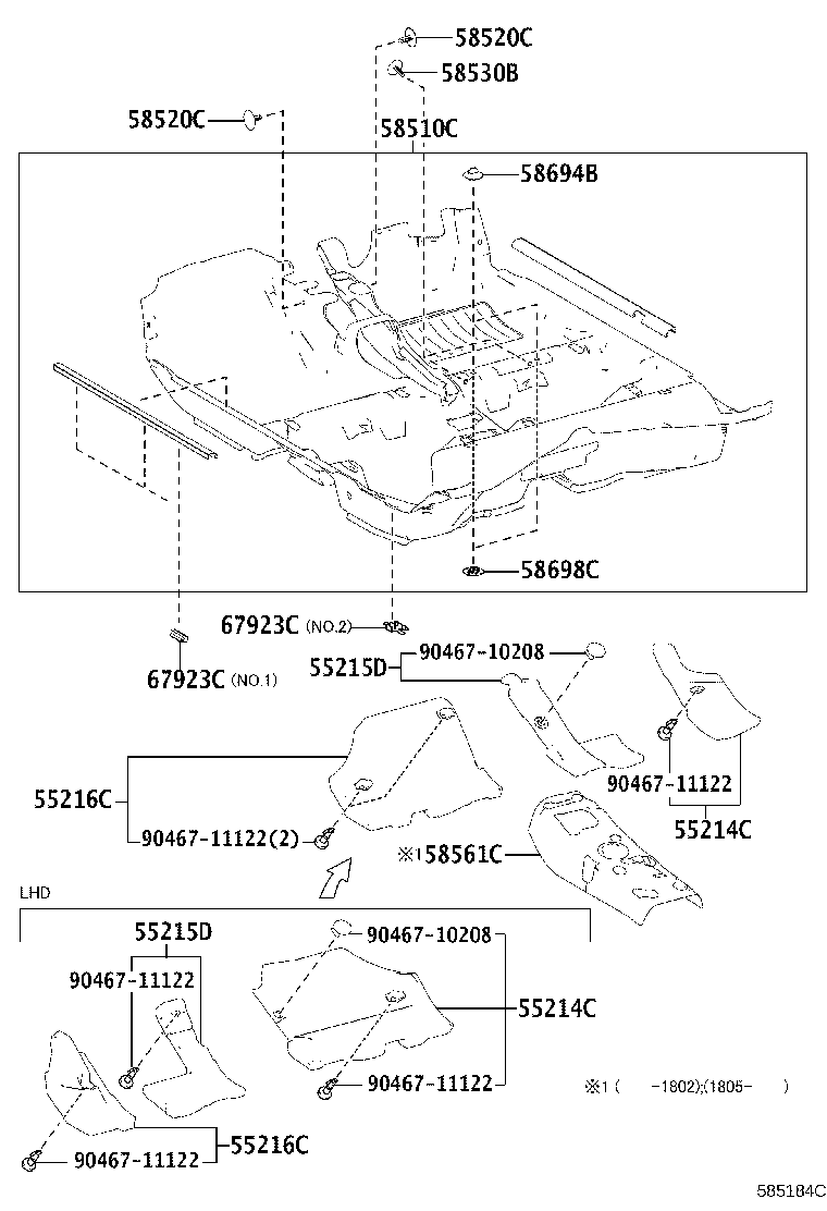 55214-0H040 PAD, DASH PANEL INSULATOR, NO.2 product image