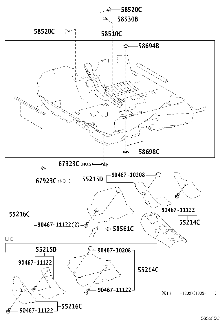 55214-0H040 PAD, DASH PANEL INSULATOR, NO.2 product image