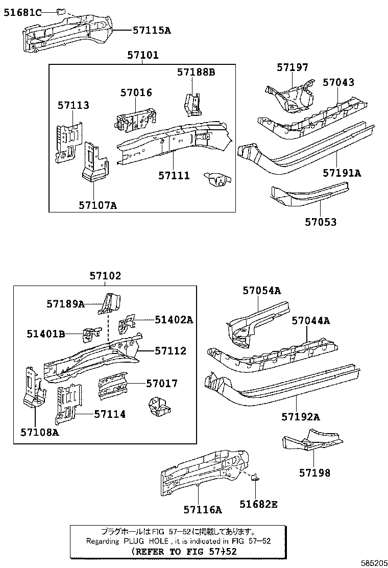 57406-42011 MEMBER SUB-ASSY, MAIN FLOOR SIDE, RH product image