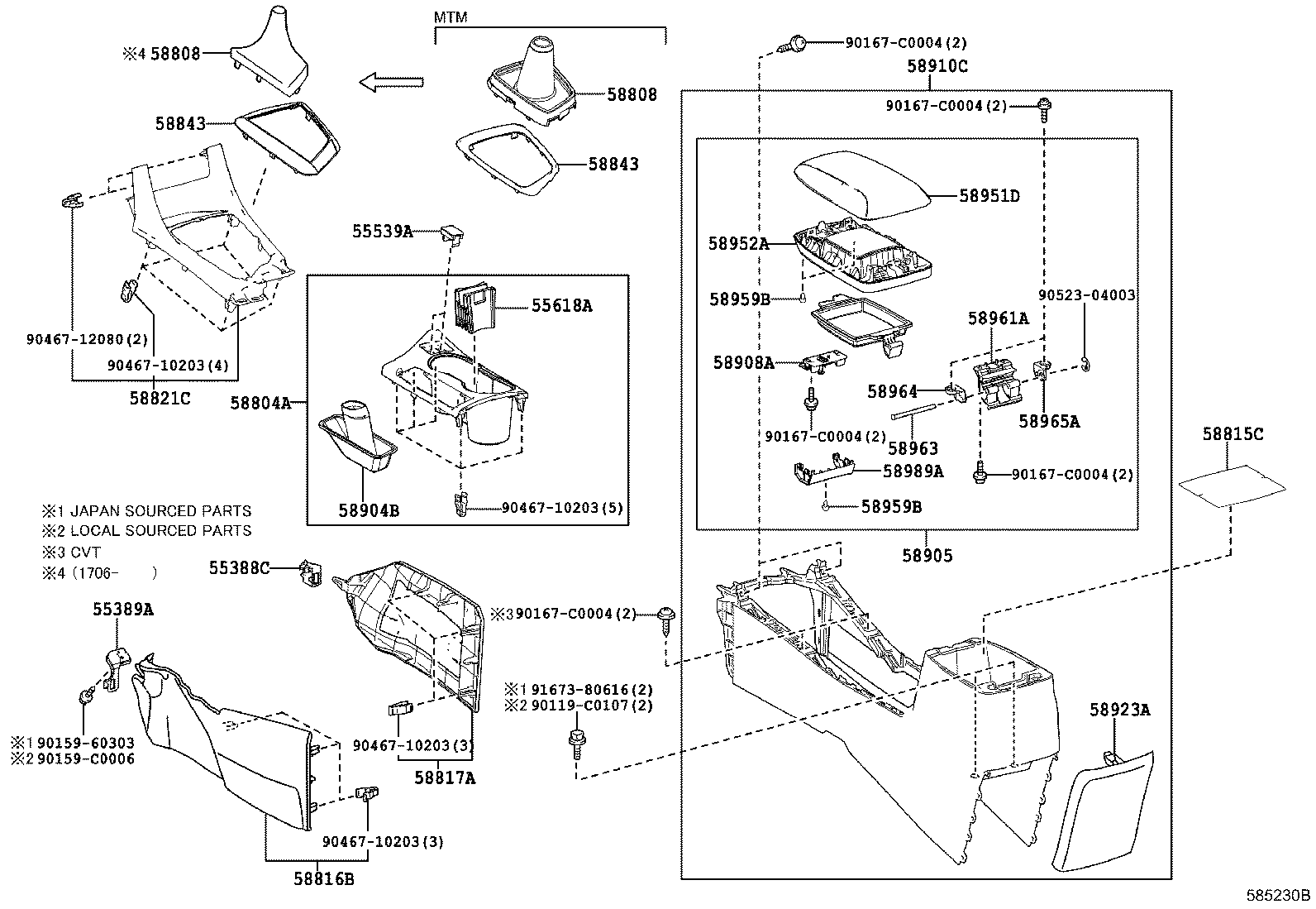 58908-02200 LOCK SUB-ASSY, CONSOLE COMPARTMENT DOOR product image