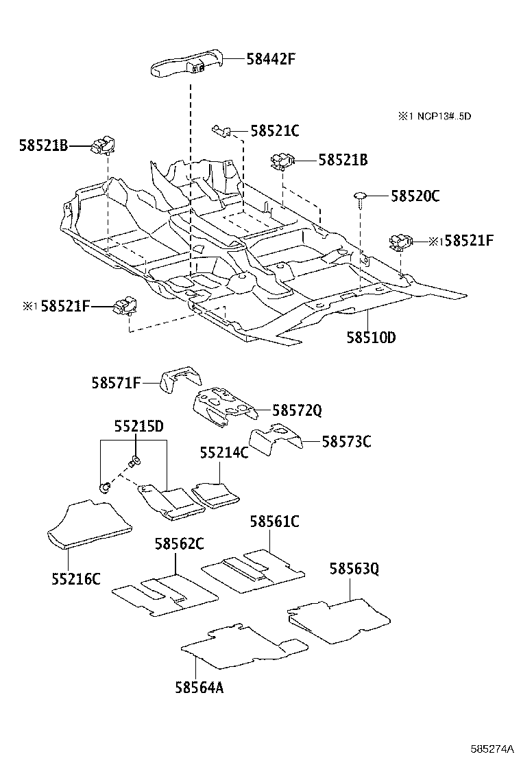 58573-52021 PAD, FRONT FLOOR CENTER product image