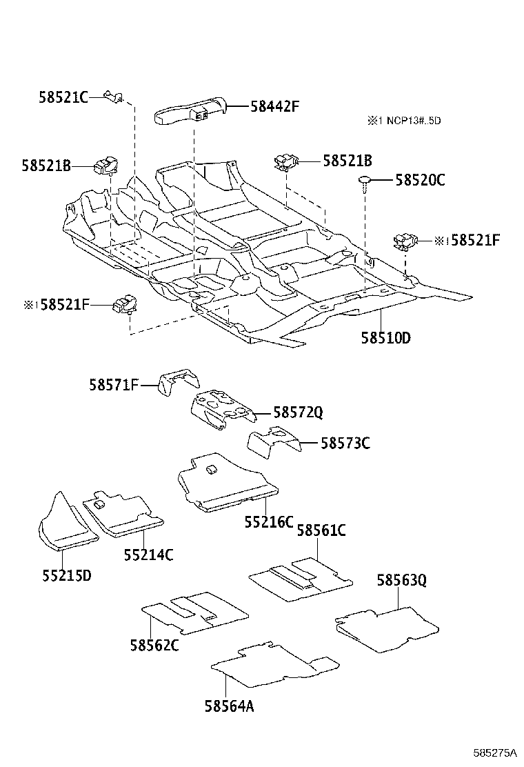 58573-52021 PAD, FRONT FLOOR CENTER product image