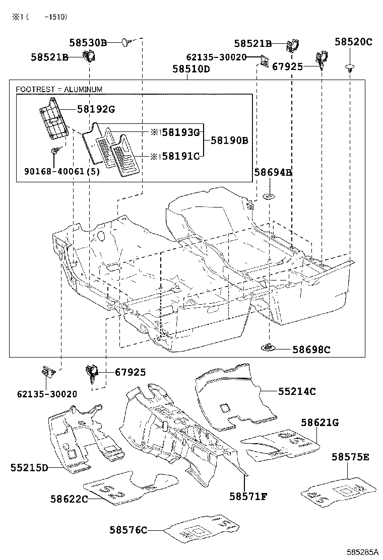 Toyota 58575-24010 PAD, FRONT FLOOR, REAR NO.1