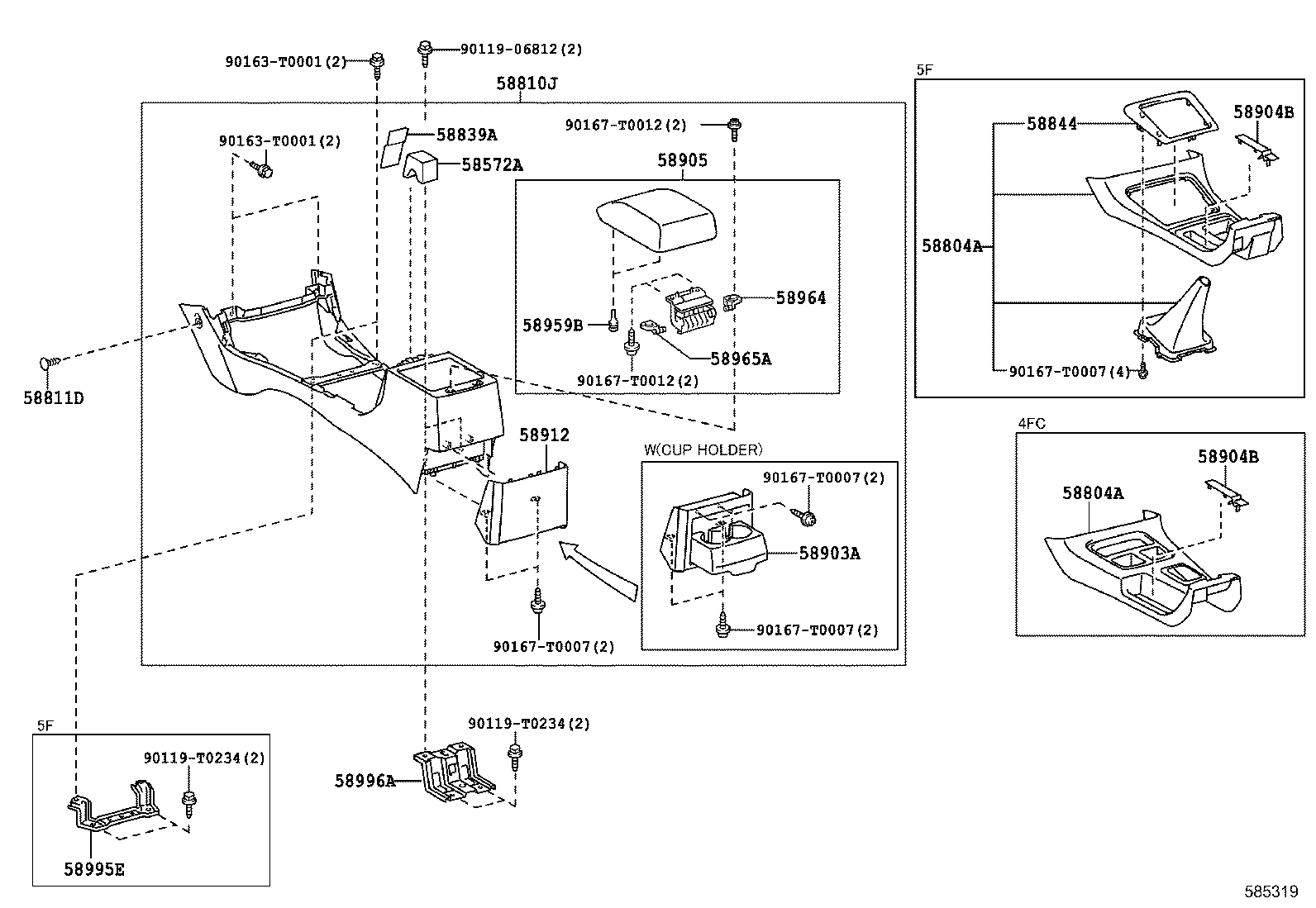 58905-0K030-B1 DOOR SUB-ASSY, CONSOLE COMPARTMENT product image