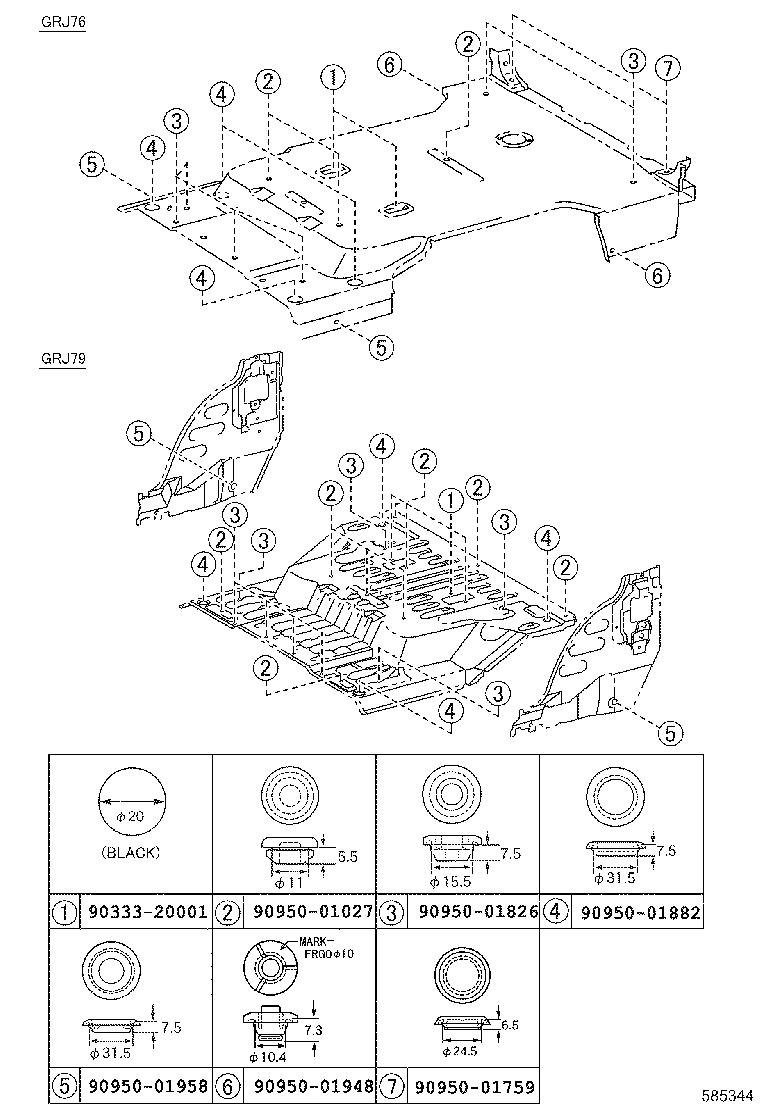 58348-60150 BRACKET, REAR FLOOR HEAT INSULATOR, NO.3 product image