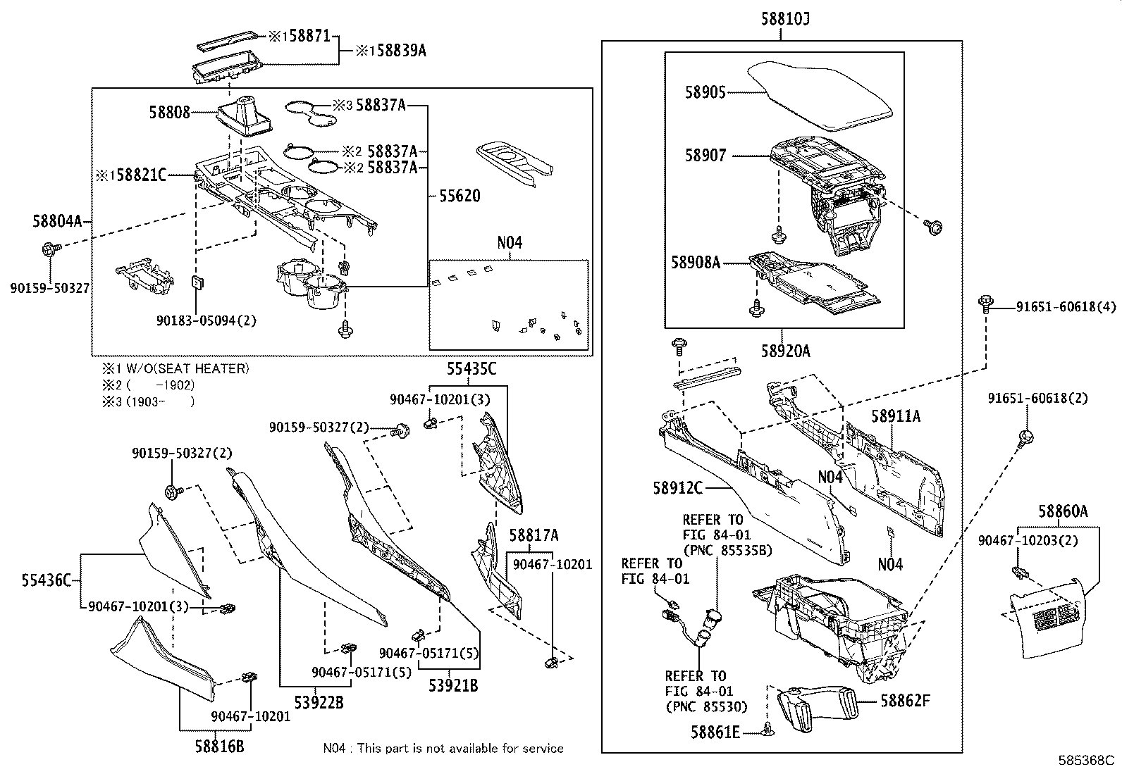 Toyota 58804-24190-C0 PANEL SUB-ASSY, CONSOLE, UPPER