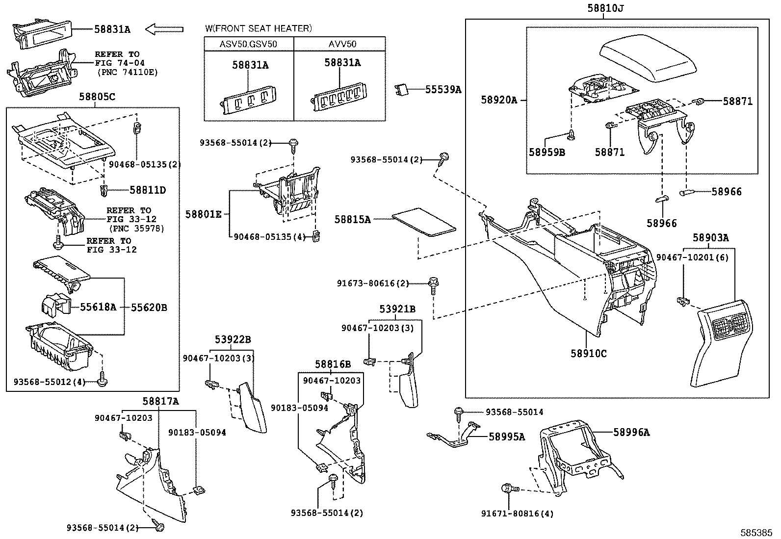 58910-33422-C0 BOX ASSY, CONSOLE, REAR product image