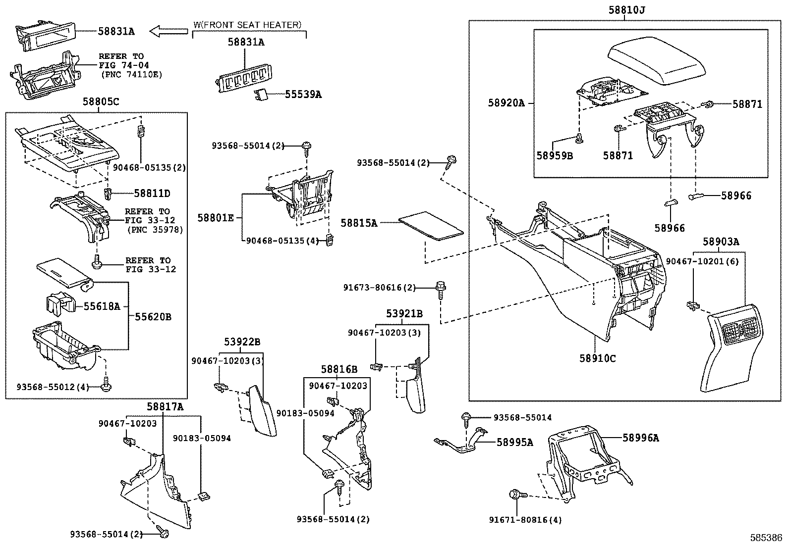 58910-33422-C0 BOX ASSY, CONSOLE, REAR product image